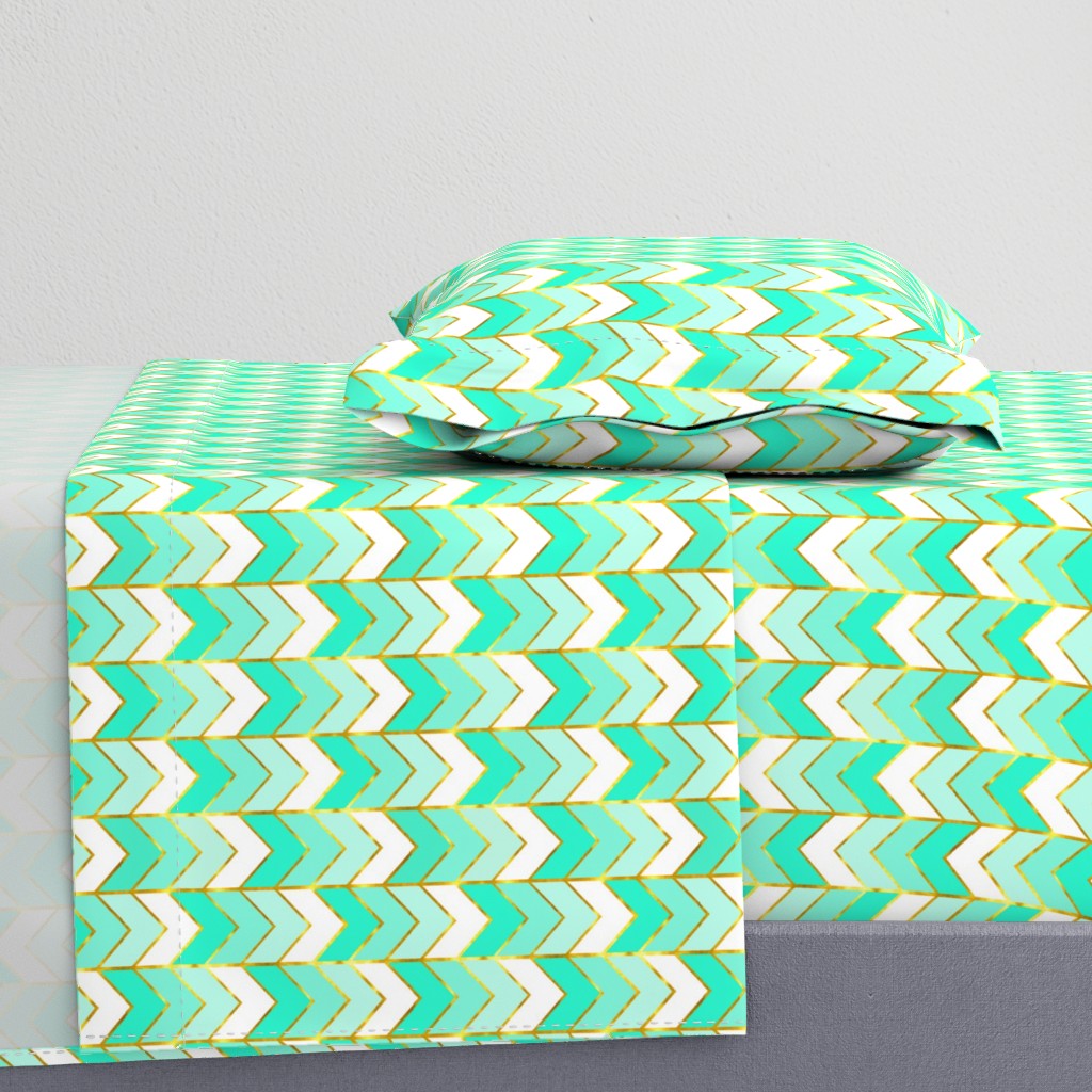 Gilded Ombre Herringbone in Mint