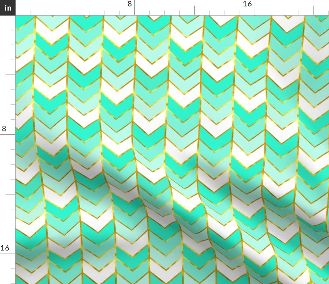 Gilded Ombre Herringbone in Mint