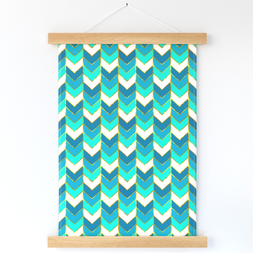 Gilded Ombre Herringbone in Aqua