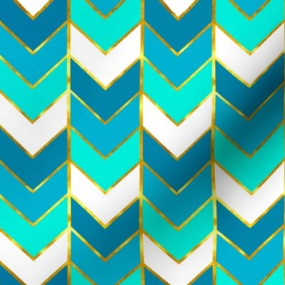 Gilded Ombre Herringbone in Aqua