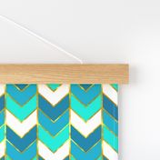 Gilded Ombre Herringbone in Aqua