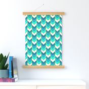 Gilded Ombre Herringbone in Aqua