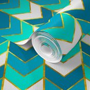 Gilded Ombre Herringbone in Aqua