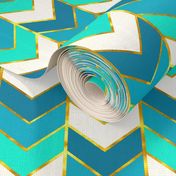 Gilded Ombre Herringbone in Aqua