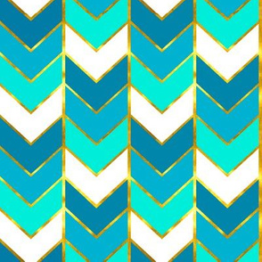 Gilded Ombre Herringbone in Aqua