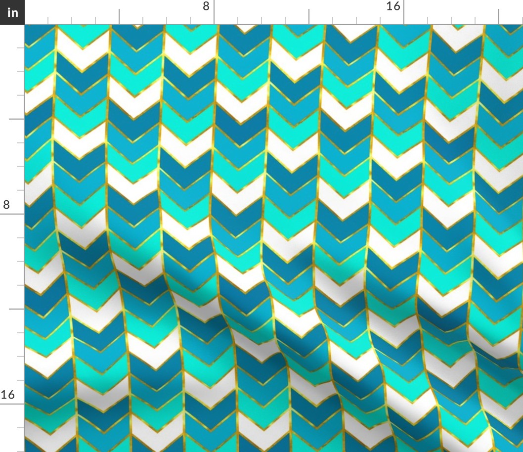 Gilded Ombre Herringbone in Aqua