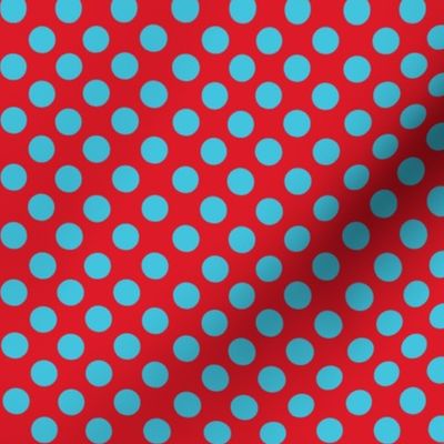 Santa's Wonderland Polka Dot Christmas Lt Blue/Red-ch