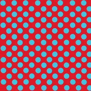 Santa's Wonderland Polka Dot Christmas Lt Blue/Red-ch