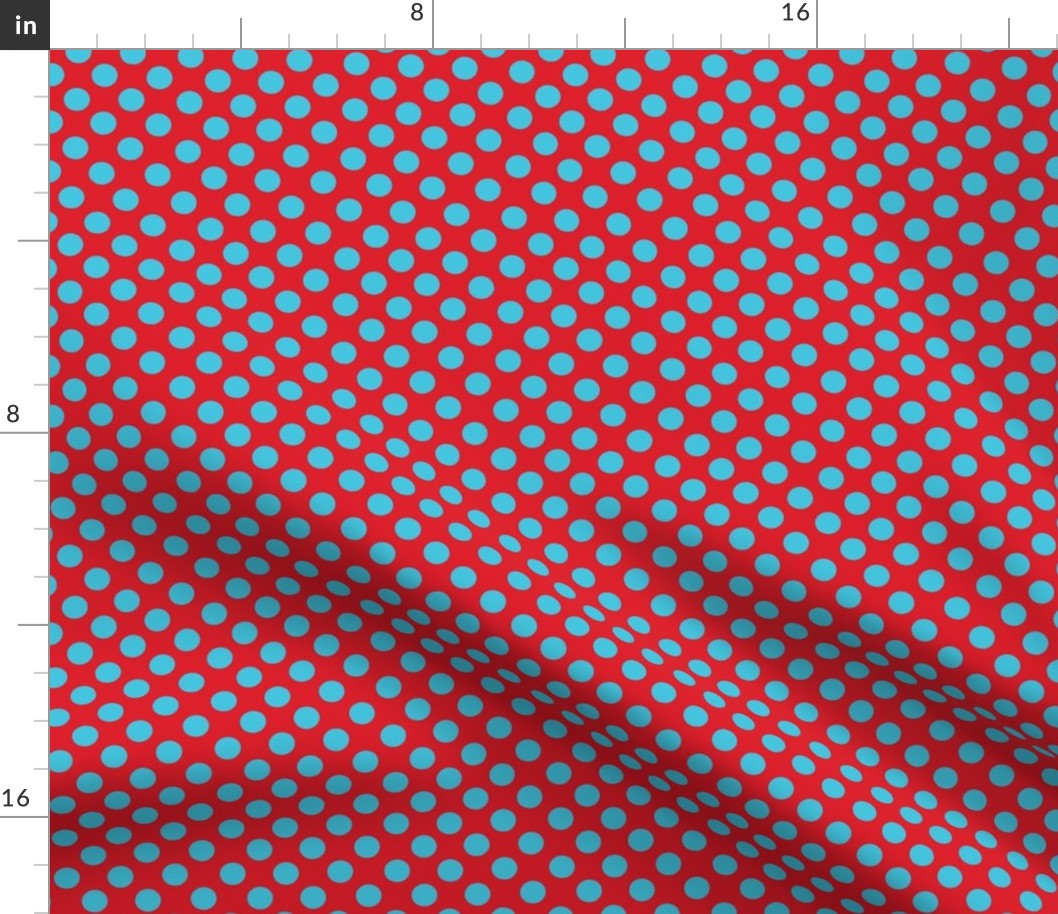 Santa's Wonderland Polka Dot Christmas Lt Blue/Red-ch