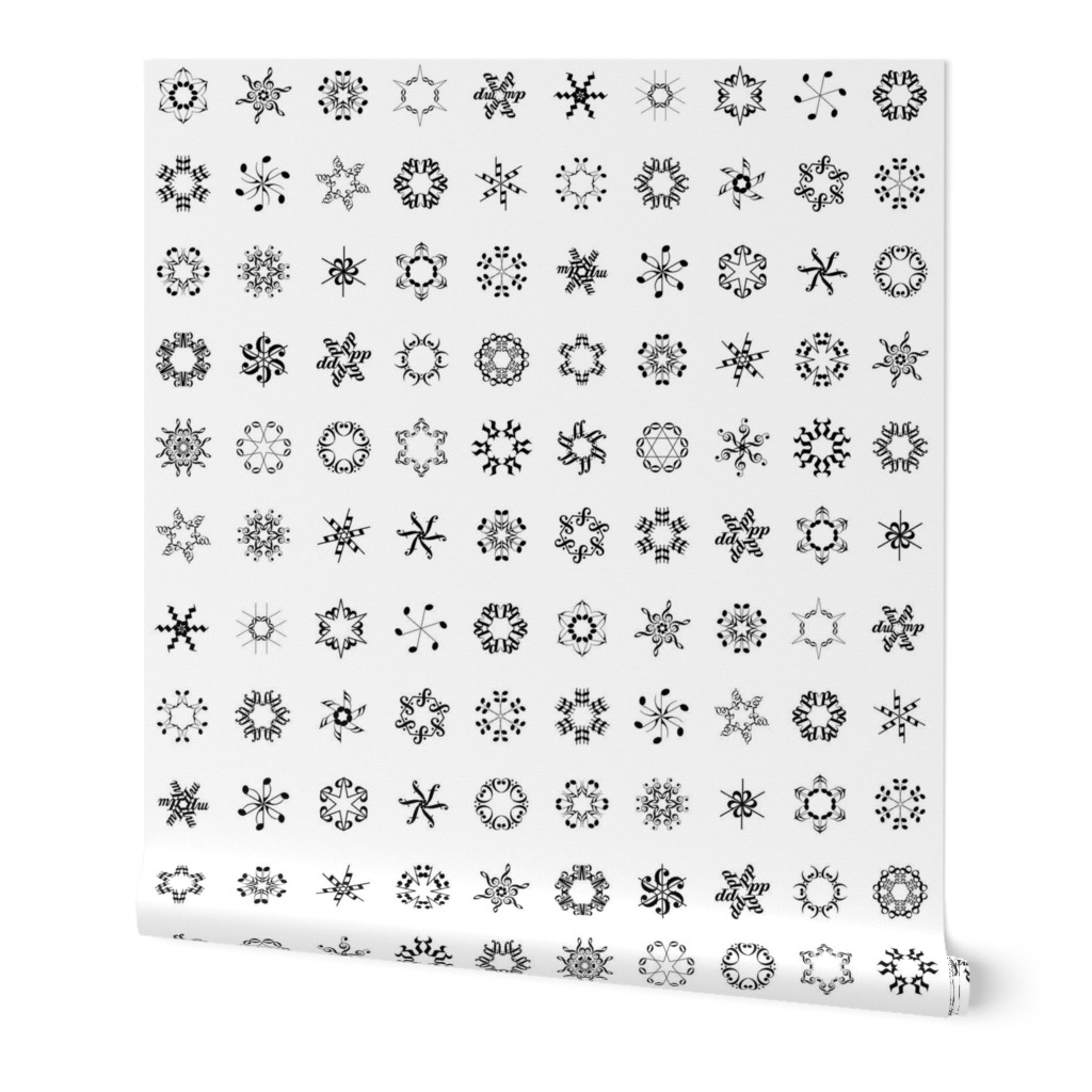 musical snowflakes, black on white