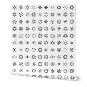 musical snowflakes, black on white