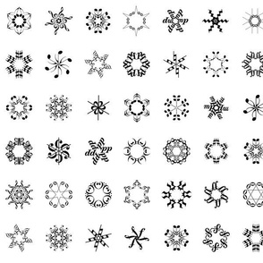 musical snowflakes, black on white