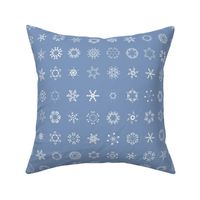 musical snowflakes on Christmascolors frosty blue