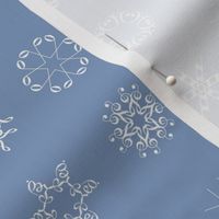 musical snowflakes on Christmascolors frosty blue