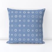 musical snowflakes on Christmascolors frosty blue