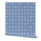 musical snowflakes on Christmascolors frosty blue