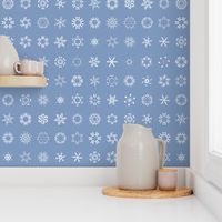 musical snowflakes on Christmascolors frosty blue