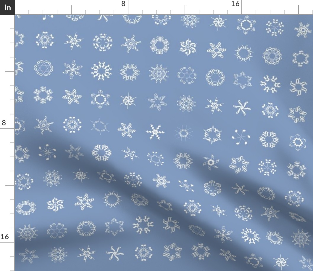 musical snowflakes on Christmascolors frosty blue