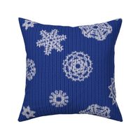 Holiday Snowflakes ~Faux Knit ~ Blue and White