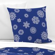 Holiday Snowflakes ~Faux Knit ~ Blue and White