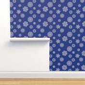 Holiday Snowflakes ~Faux Knit ~ Blue and White