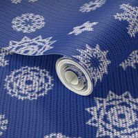 Holiday Snowflakes ~Faux Knit ~ Blue and White