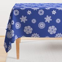 Holiday Snowflakes ~Faux Knit ~ Blue and White