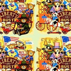 vintage retro kitsch teddy bears USA american patriots independence day flags revolution soldiers drums horses betsy ross sailors uncle sam liberty