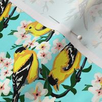 vintage retro kitsch birds tits flowers trees branches 