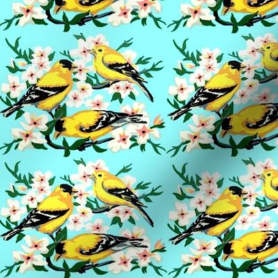 vintage retro kitsch birds tits flowers trees branches 