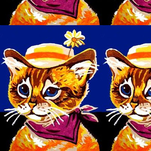 vintage retro kitsch ginger orange cats pussy kittens hats flower daisy bandanas kerchief  scarf whimsical