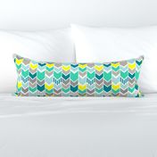 Teal Gray Yellow chevron