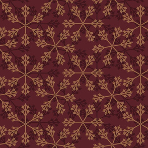 snowflakes red gold