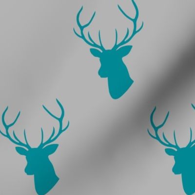 Teal Gray Deer Silhouettes