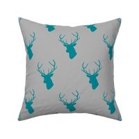 Teal Gray Deer Silhouettes