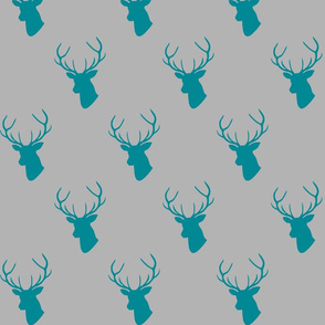 Teal Gray Deer Silhouettes