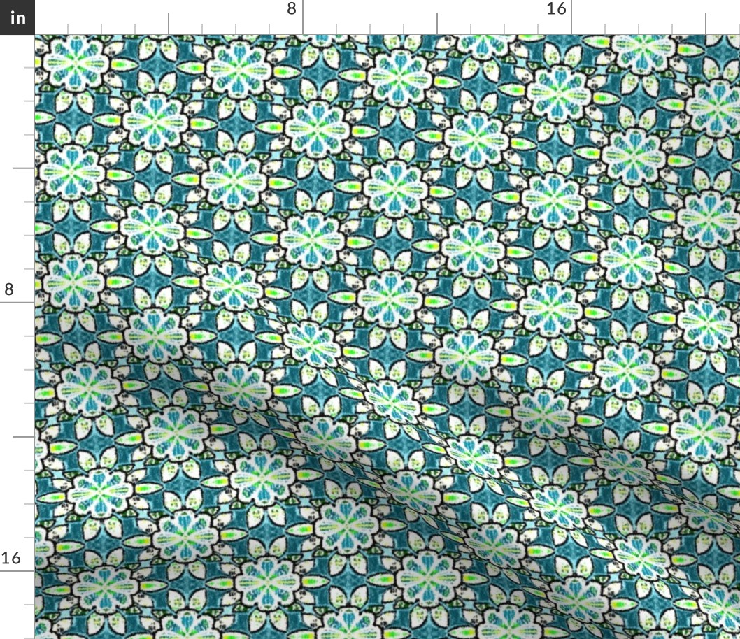 Turquoise Velvety Floral