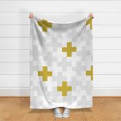 Wholecloth Plus Quilt top // light grey and custom gold
