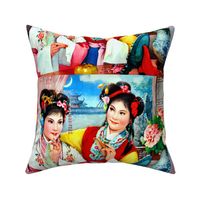 asian china chinese oriental chinoiserie ancient dynasty empress queens princess royalty palace gardens peony flowers dressing vanity table night moon