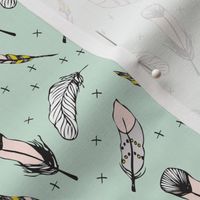 happy feather mint SMALL PRINT- elvelyckan