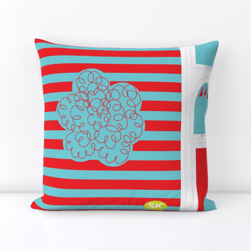 Hungry Monster Laundry Bag: Red/Turquoise