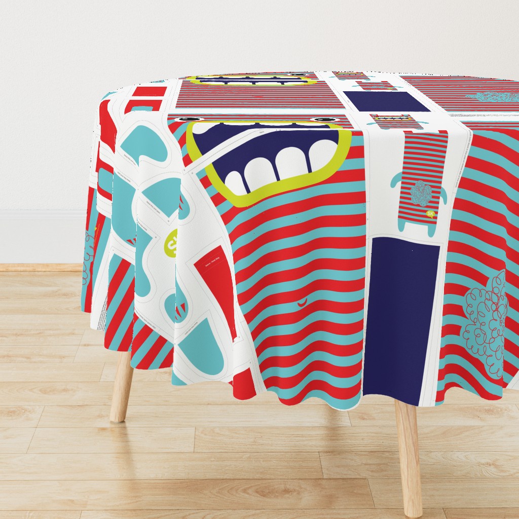 Hungry Monster Laundry Bag: Red/Turquoise