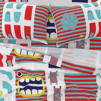 Hungry Monster Laundry Bag: Red/Turquoise