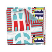 Hungry Monster Laundry Bag: Red/Turquoise