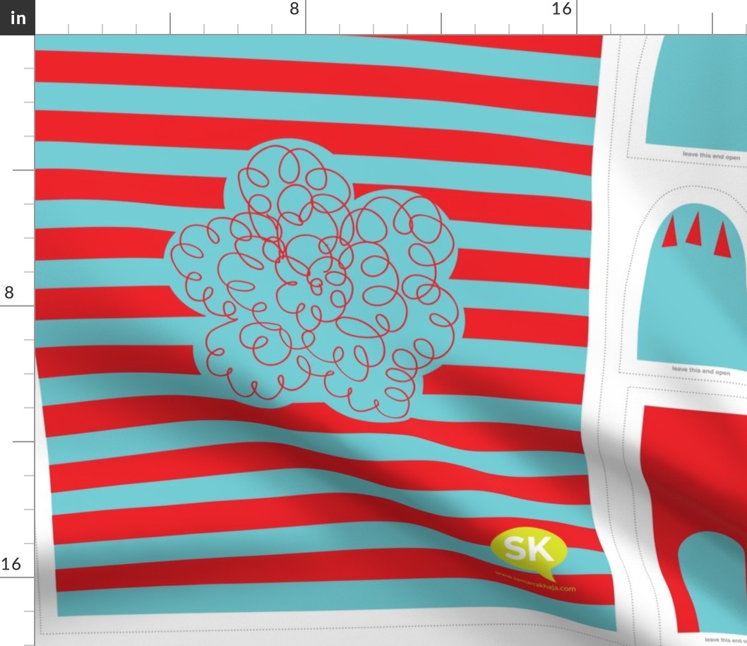 Hungry Monster Laundry Bag: Red/Turquoise