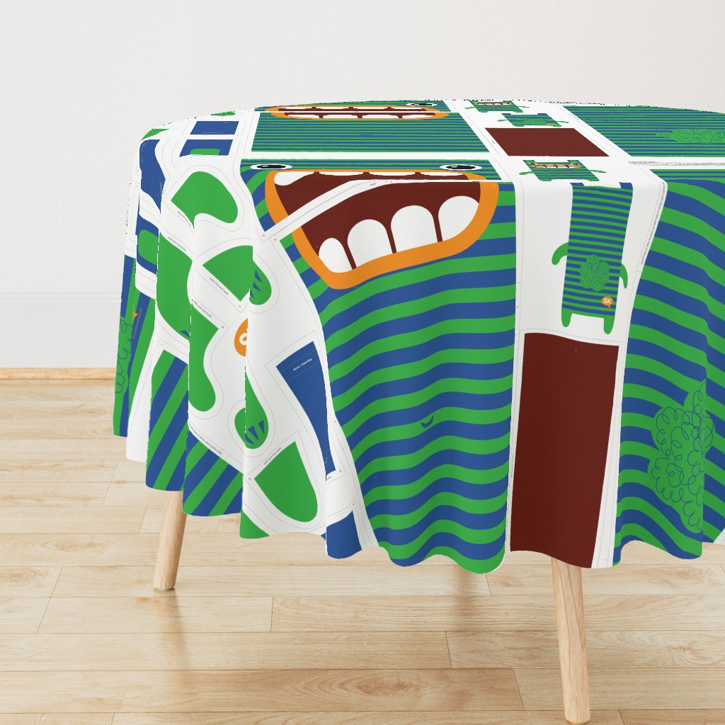Hungry Monster Laundry Bag: Green/Blue