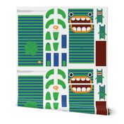 Hungry Monster Laundry Bag: Green/Blue