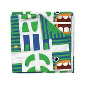 Hungry Monster Laundry Bag: Green/Blue