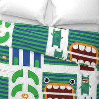 Hungry Monster Laundry Bag: Green/Blue