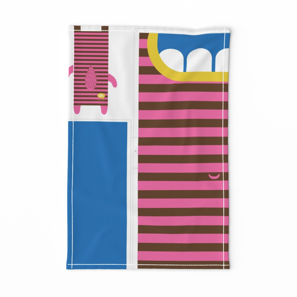 Hungry Monster Laundry Bag: Pink/Brown